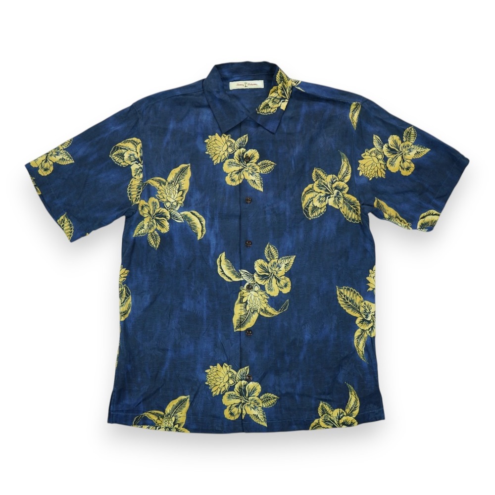 Tommy Bahama Hawaiian Mens Shirt Small Silk Floral Pattern Short Sleeve  EUC